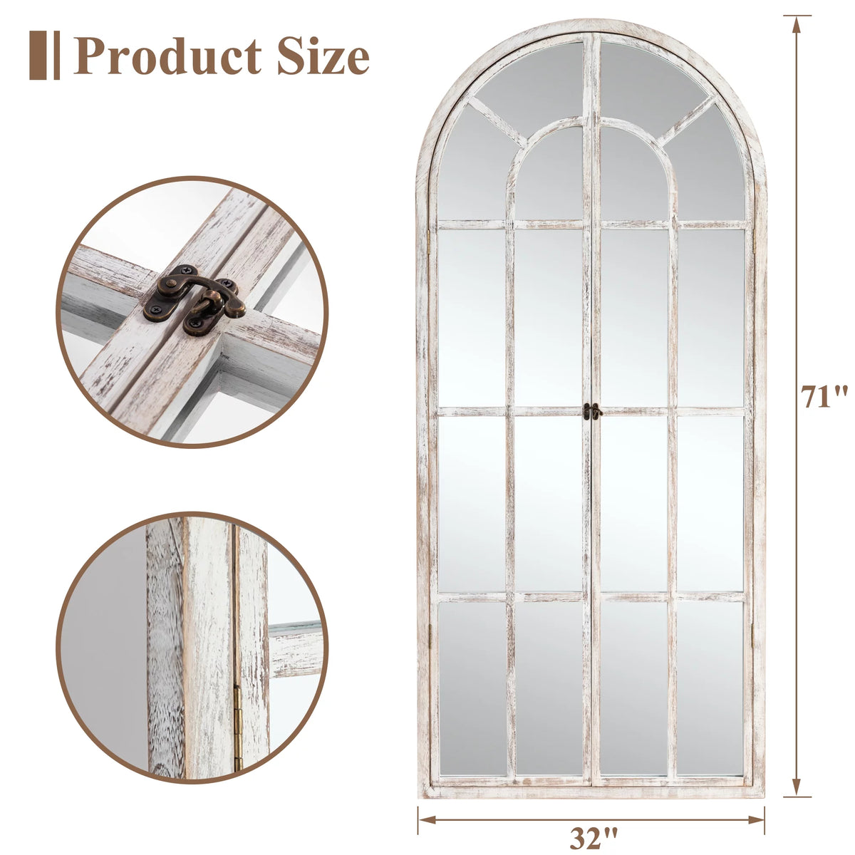 71"x32" Arched Foldable Full Length Floor Mirror R8383