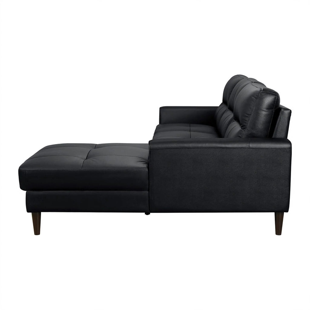 Black 2-Piece Leather Match Sectional with Right Chaise J5585