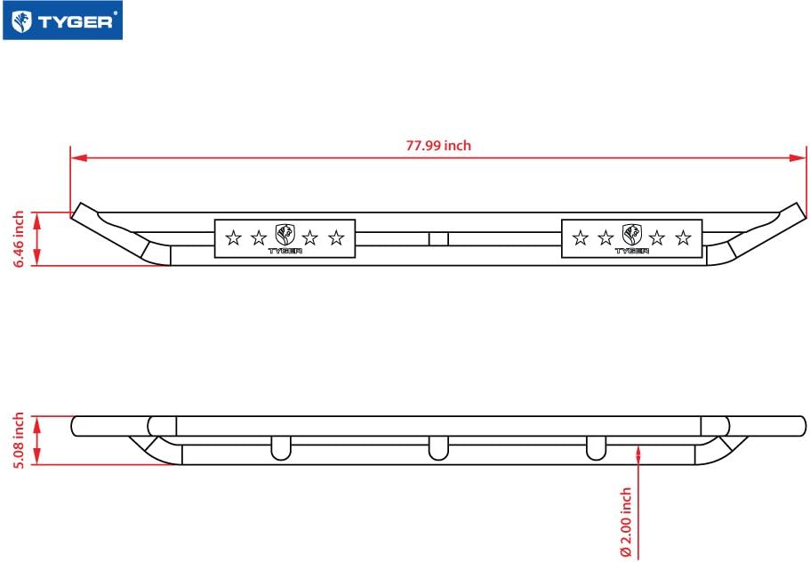 Textured Black Side Step Nerf Bars Running Boards H679169