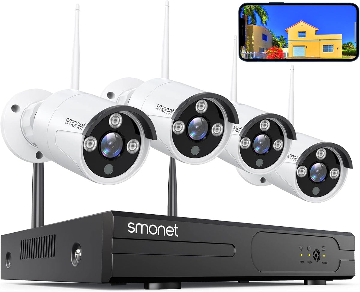 3MP Wireless Security Camera System with Audio, 8CH NVR Kits, 4pcs 3MP Indoor Outdoor WiFi IP Cameras, Night Vision, AI Human Detection S819275
