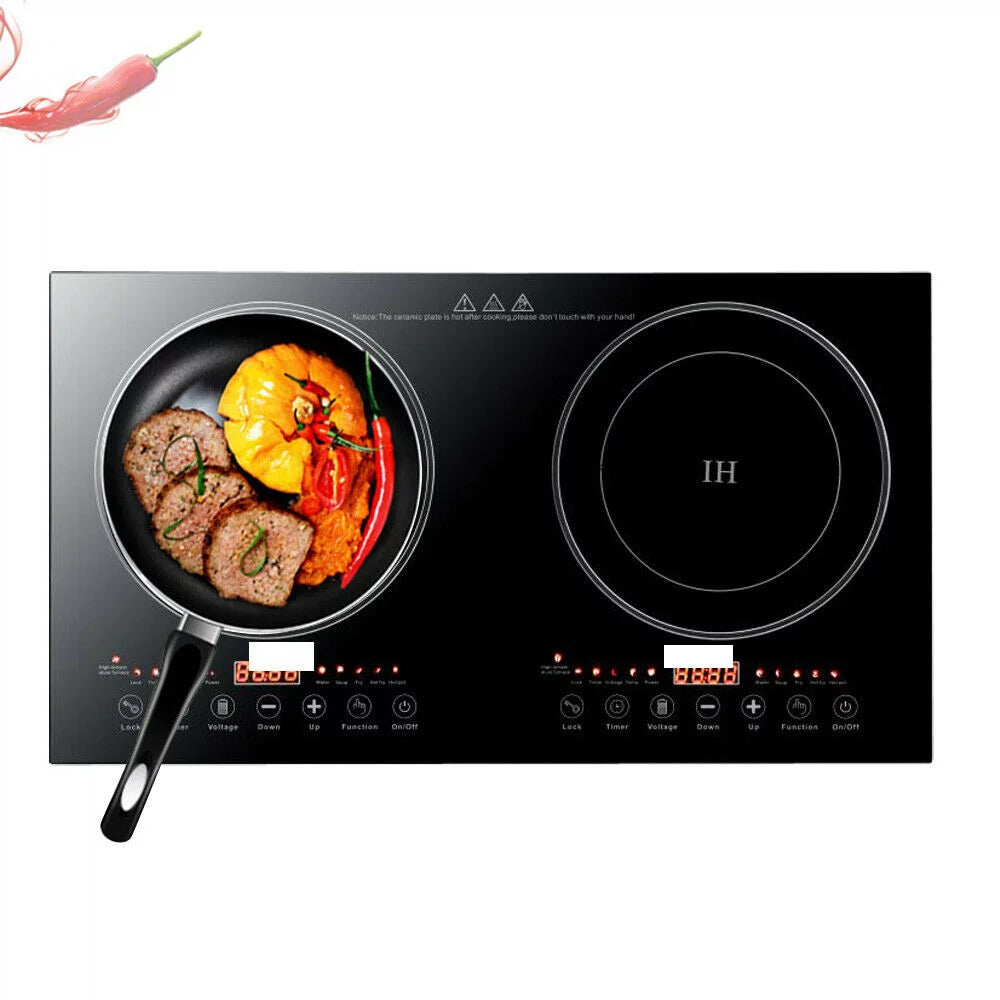 1200W Dual Burners Electric Cooktop Black W252548