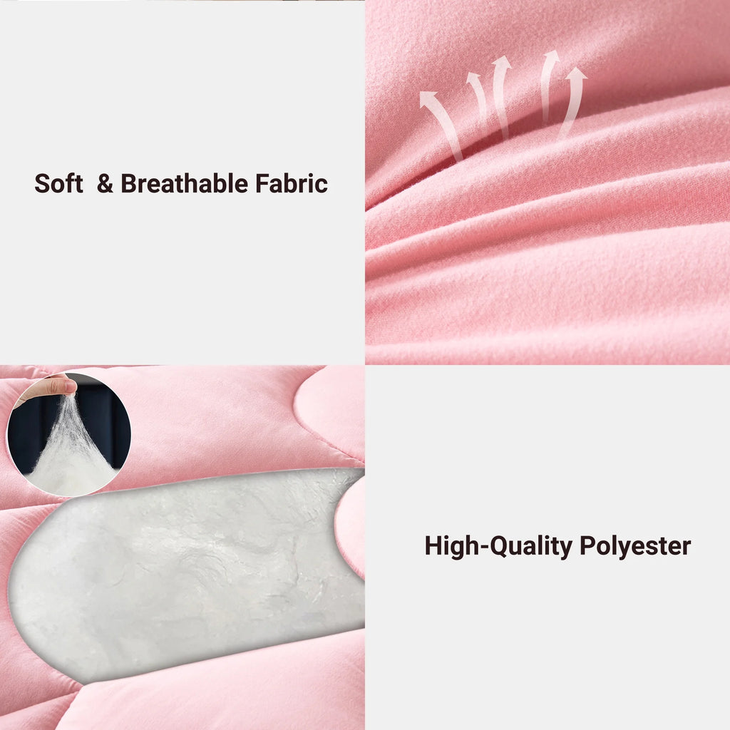3 Pieces Reversible California King Pink Comforter Set V37271