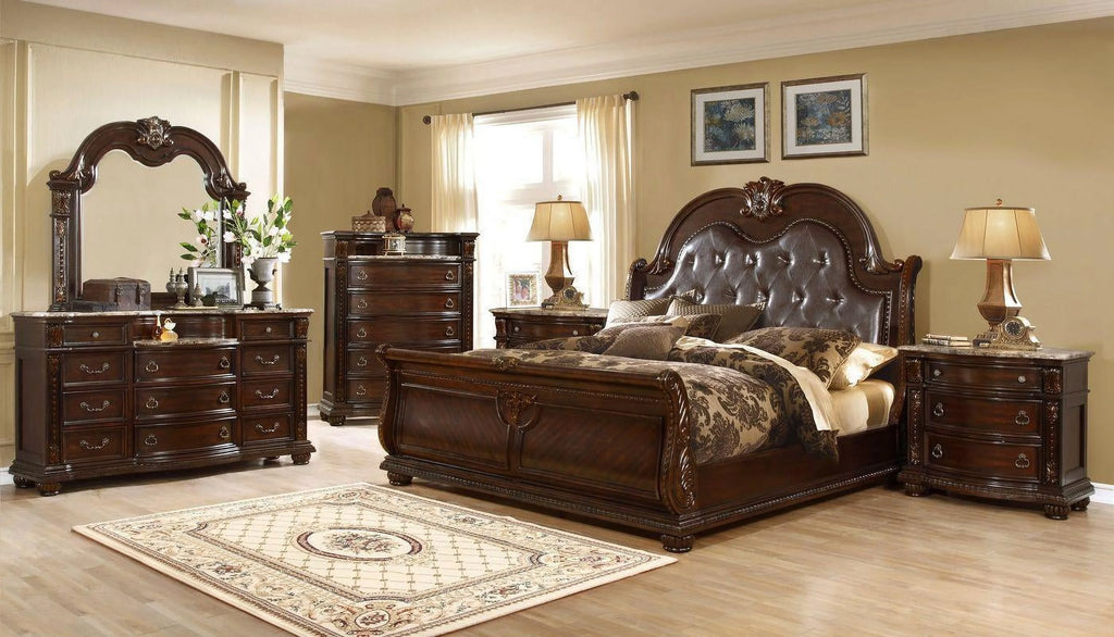 Dark Cherry 11-Drawer Dresser with Mirror S536
