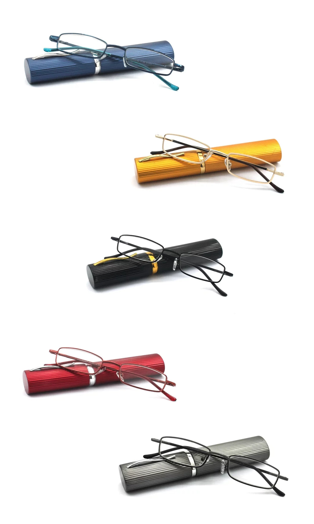 5 Pack Ultra Slim Compact Lightweight Reading Glasses with Clip Case W714152