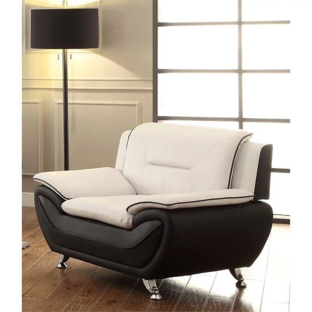 2 Piece Living Room Set with Loveseat and Armchair in Black/Beige I548