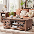 48'' Coffee Table with Electric Fireplace & Sliding Barn Doors S14785