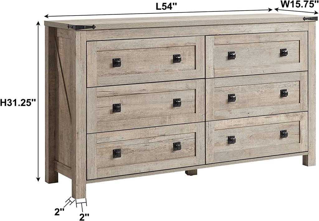 6 Drawer Wood Dresser M9811