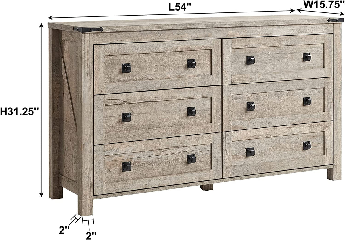 6 Drawer Wood Dresser M9811