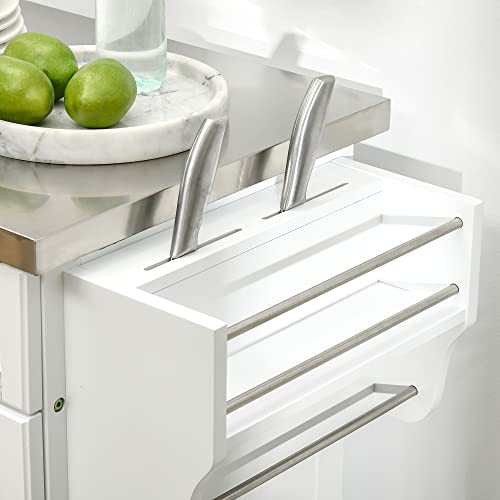 Black Rolling Kitchen Cart with Stainless Steel Countertop W834841