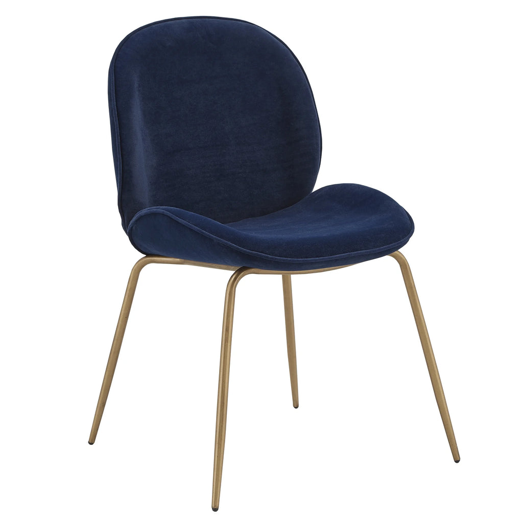 Blue Velvet Upholstered Dining Chair Set of 2 H33446
