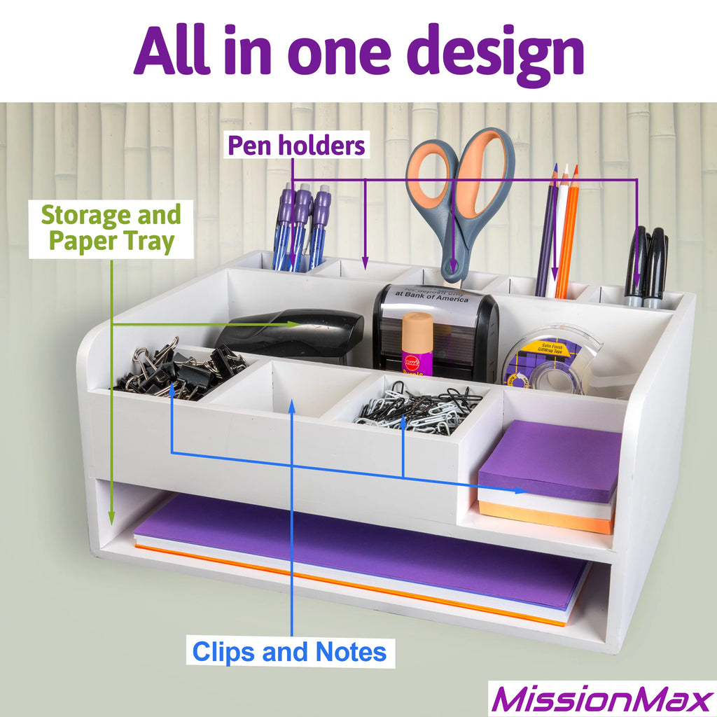 White Desk Organizer with File Tray Y8726