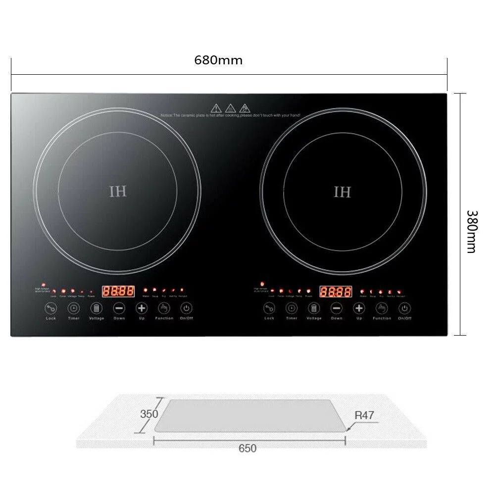 1200W Dual Burners Electric Cooktop Black W252548