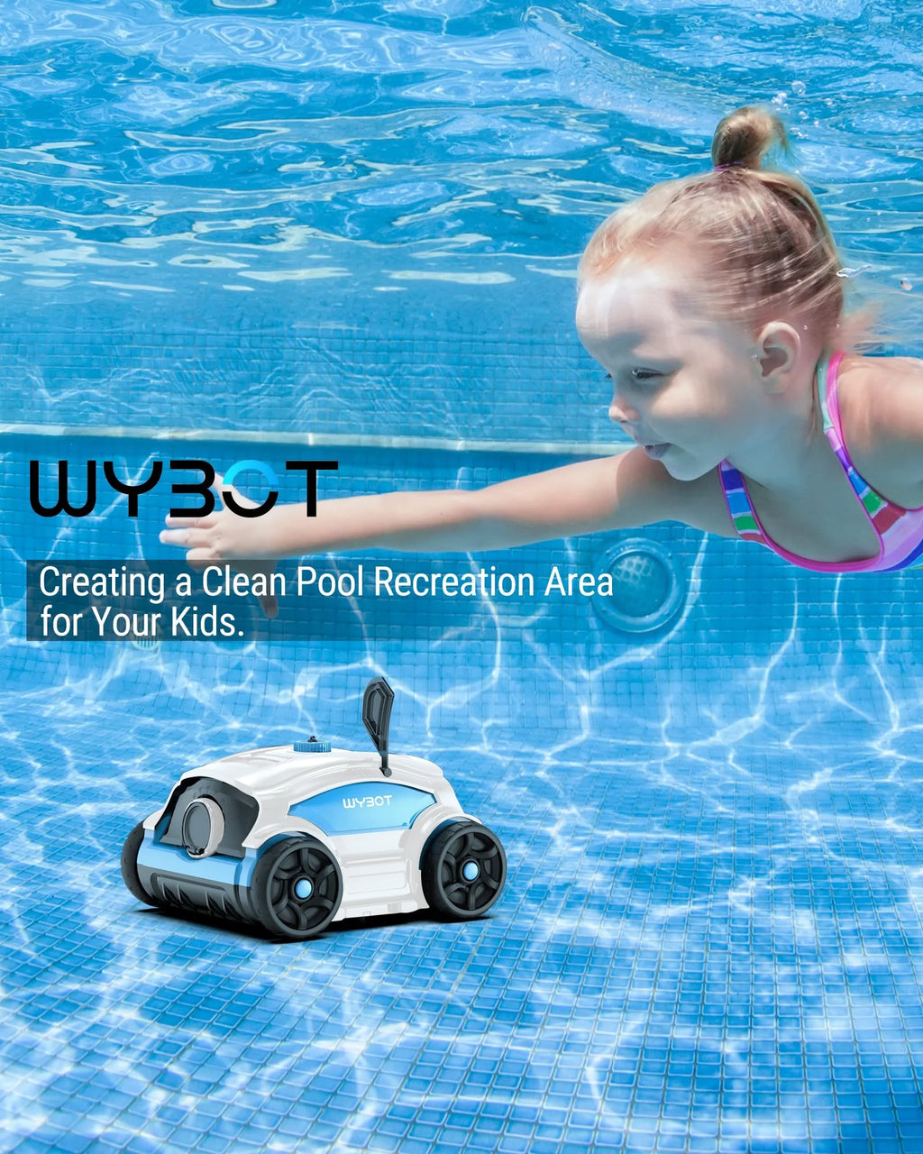 Cordless Robotic Pool Cleaner 45W 130Mins Black and Blue Z9358