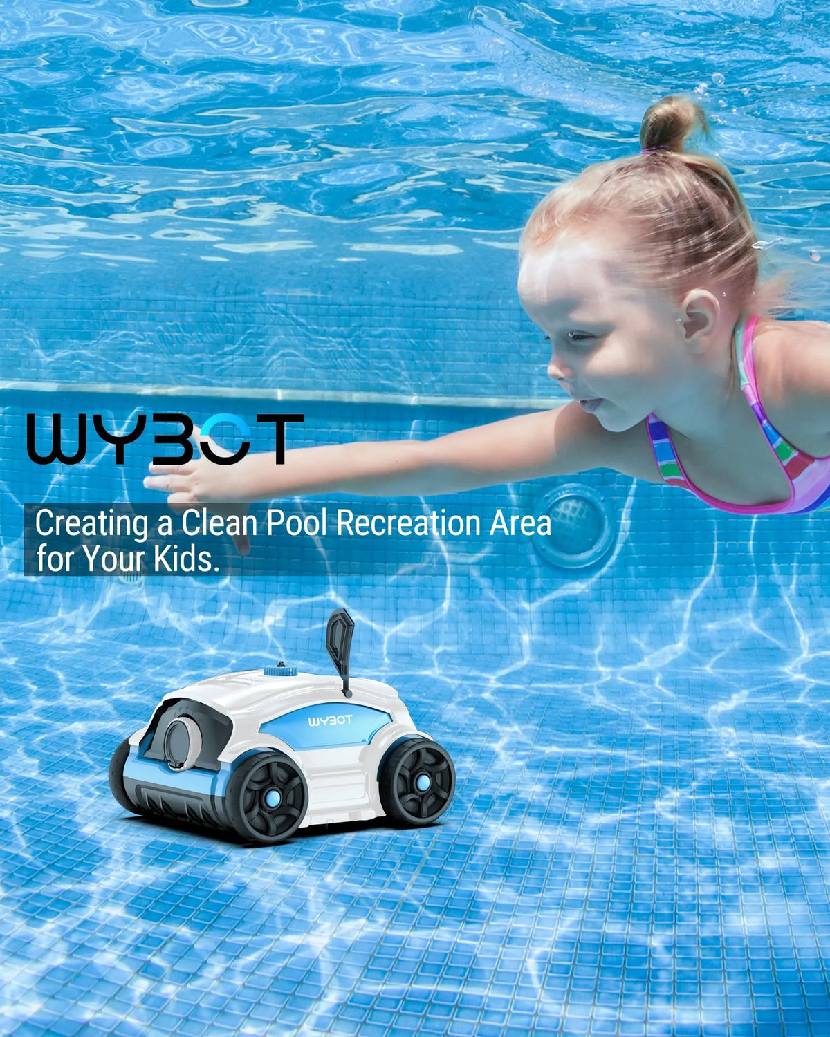 Cordless Robotic Pool Cleaner 45W 130Mins Black and Blue Z9358