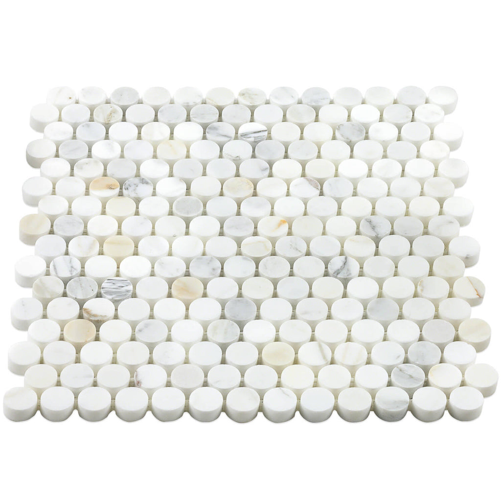 Calacatta Penny Rounds Polished Marble Tile W5995