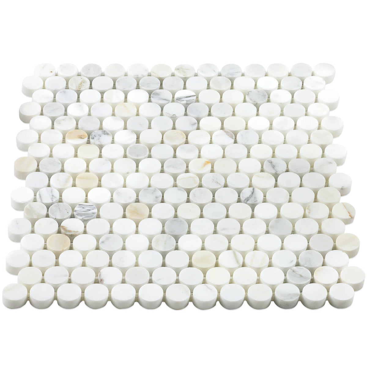 Calacatta Penny Rounds Polished Marble Tile W5995