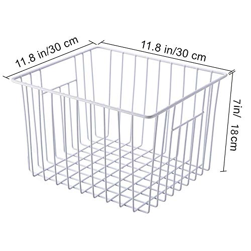 Large Wire Storage Baskets with Handles, Pearl White, Set of 3 O599258