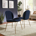 Blue Velvet Upholstered Dining Chair Set of 2 H33446