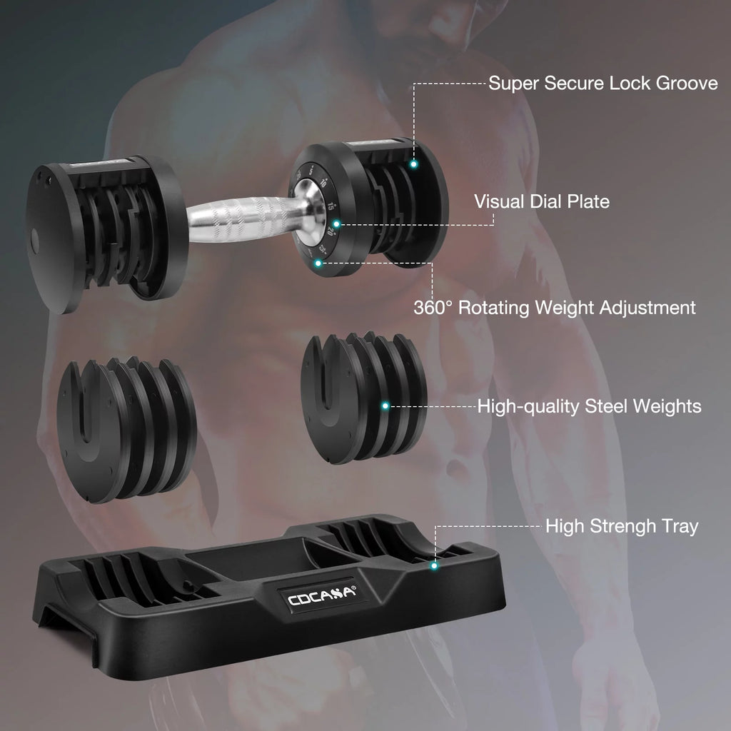 Adjustable Dumbbell Set 25 Lb Black E4015