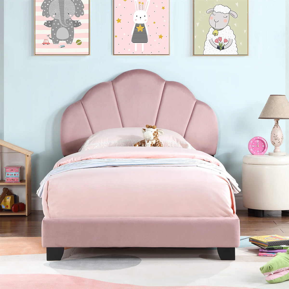 Pink Upholstered Twin Size Platform Bed A148236