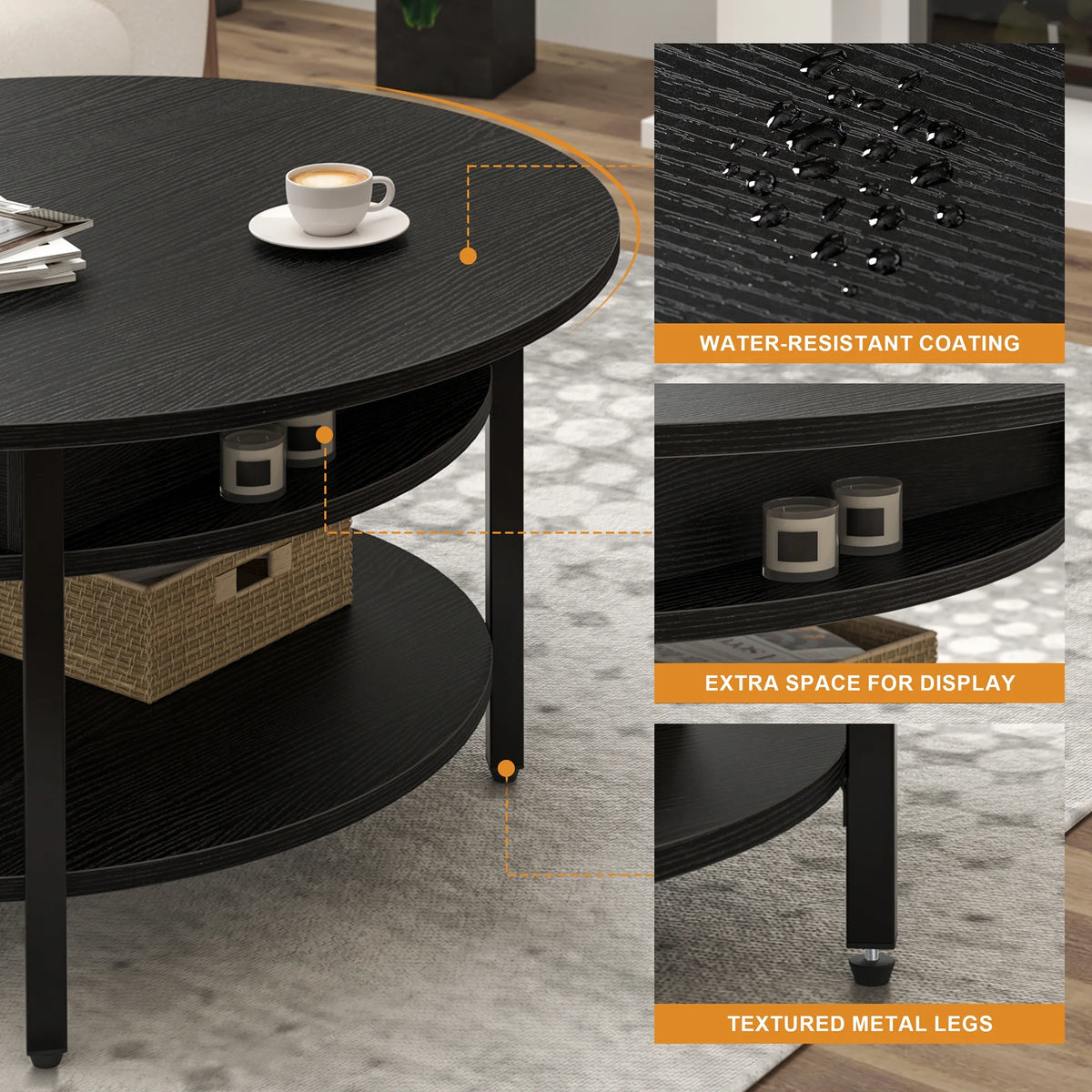 Round Lift Top Coffee Table with Storage W4718