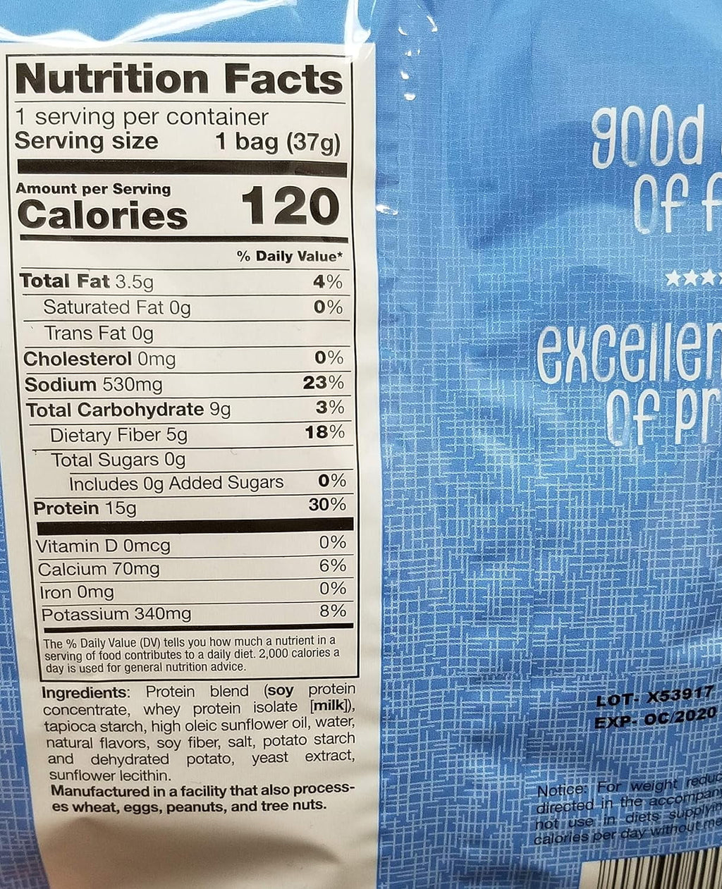 Ranch Protein Chips, 15G Protein, 7 Single Serving Bags U438902