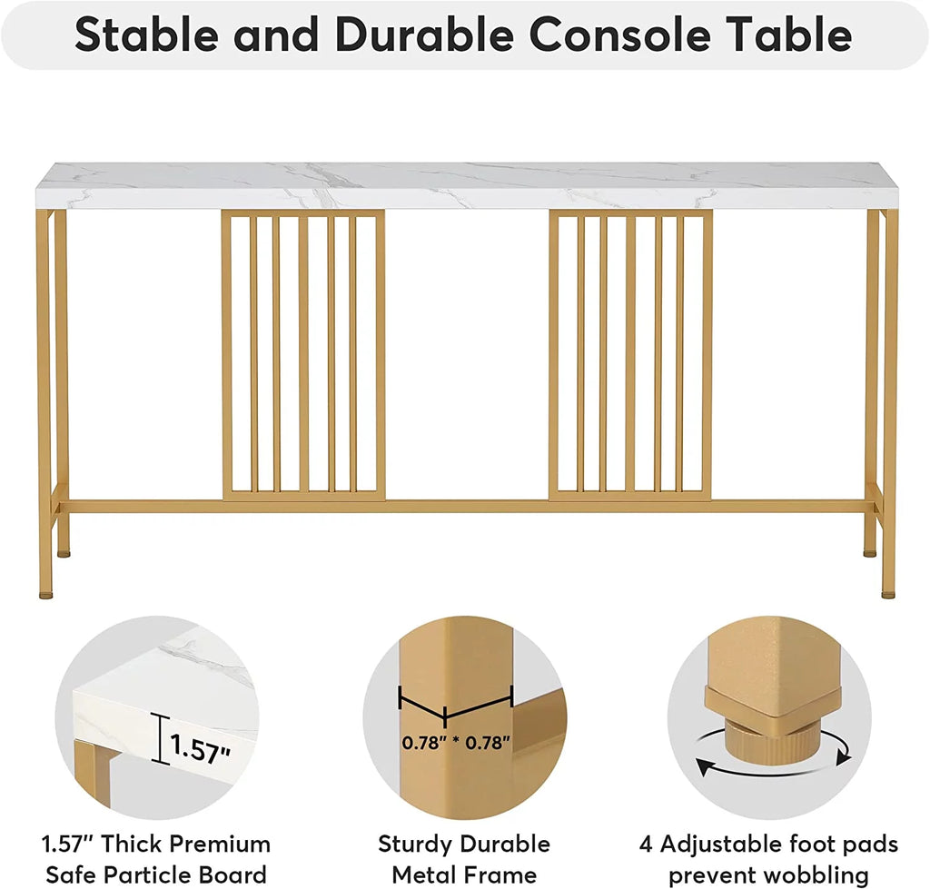 70.9 Inch Extra Long White and Gold Console Table S94950