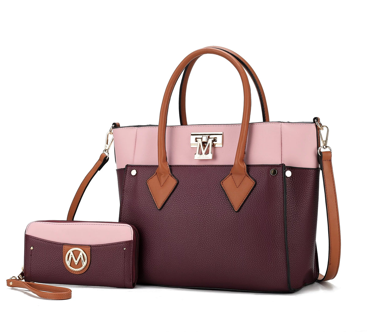 Burgundy Tote Bag & Wristlet Wallet U281390