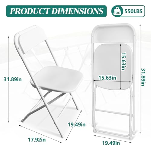 4 Pack White Plastic Folding Chair M42496