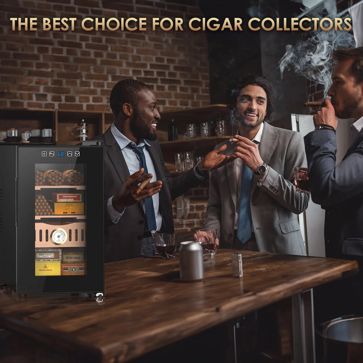16L Electric Cigar Humidor Cabinet for 100 Counts with Digital Hygrometer Q7151