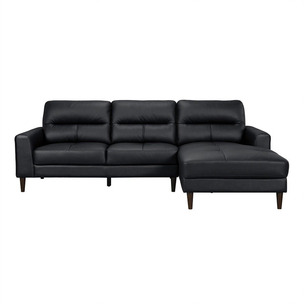 Black 2-Piece Leather Match Sectional with Right Chaise J5585