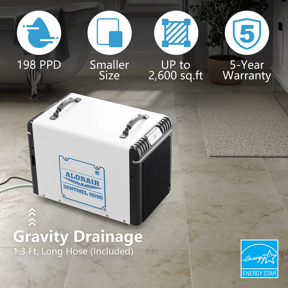 198 Pints Crawl Space Dehumidifier with Drain Hose G81619