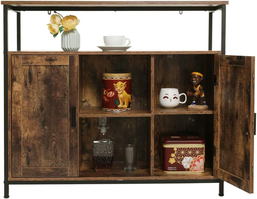 Rustic Brown Free Standing Storage Cabinet with 2 Doors T466