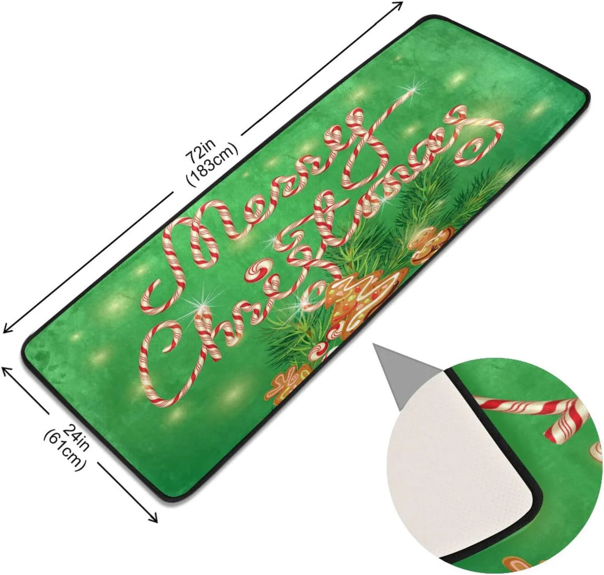 2'x6' Christmas Kitchen Runner Rug with Rubber Backing V4118