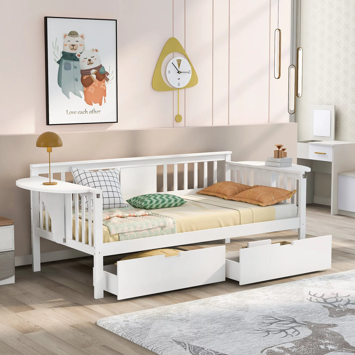 Twin Size White Daybed with Two Drawers P748165