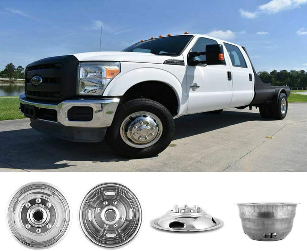 4pc 16 Polished Stainless Steel Dually Wheel Simulators R2234