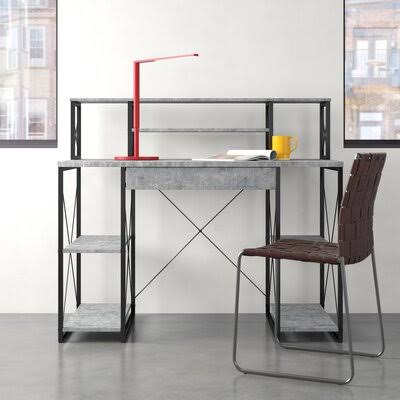 Gray Desk with Hutch I728