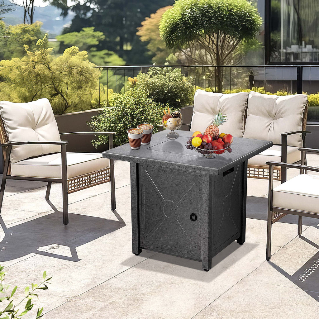 28in Square Propane Fire Pit with Lava Rocks 40000 BTU Q7887