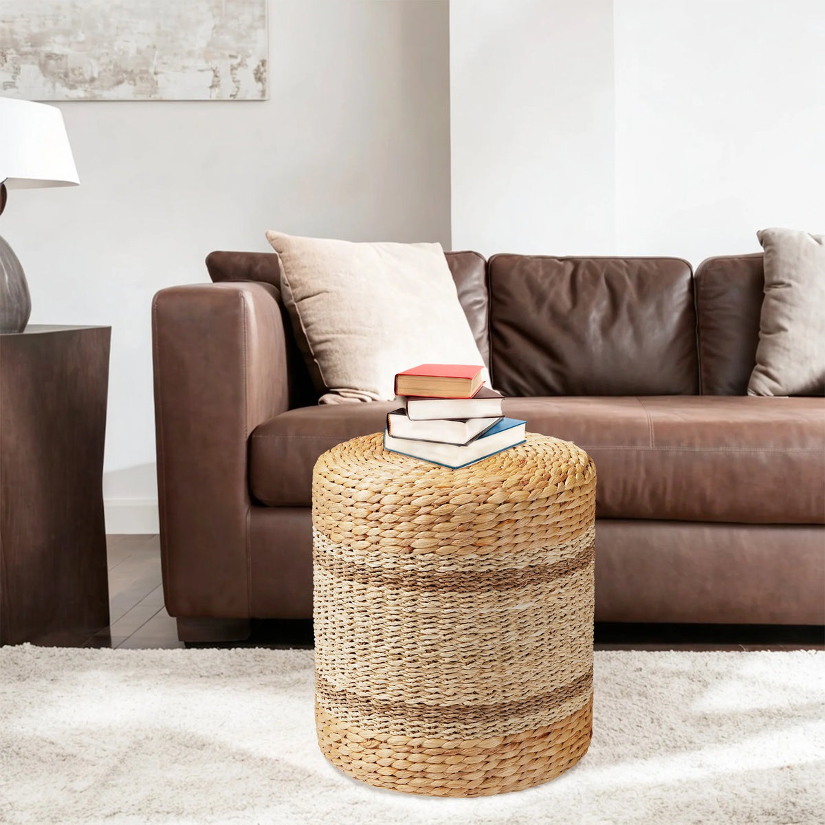 Seagrass Pouf Ottoman 14"x16" Round Footstool C274151