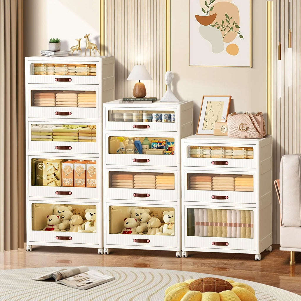 White 5 Drawer Plastic Dresser V318172