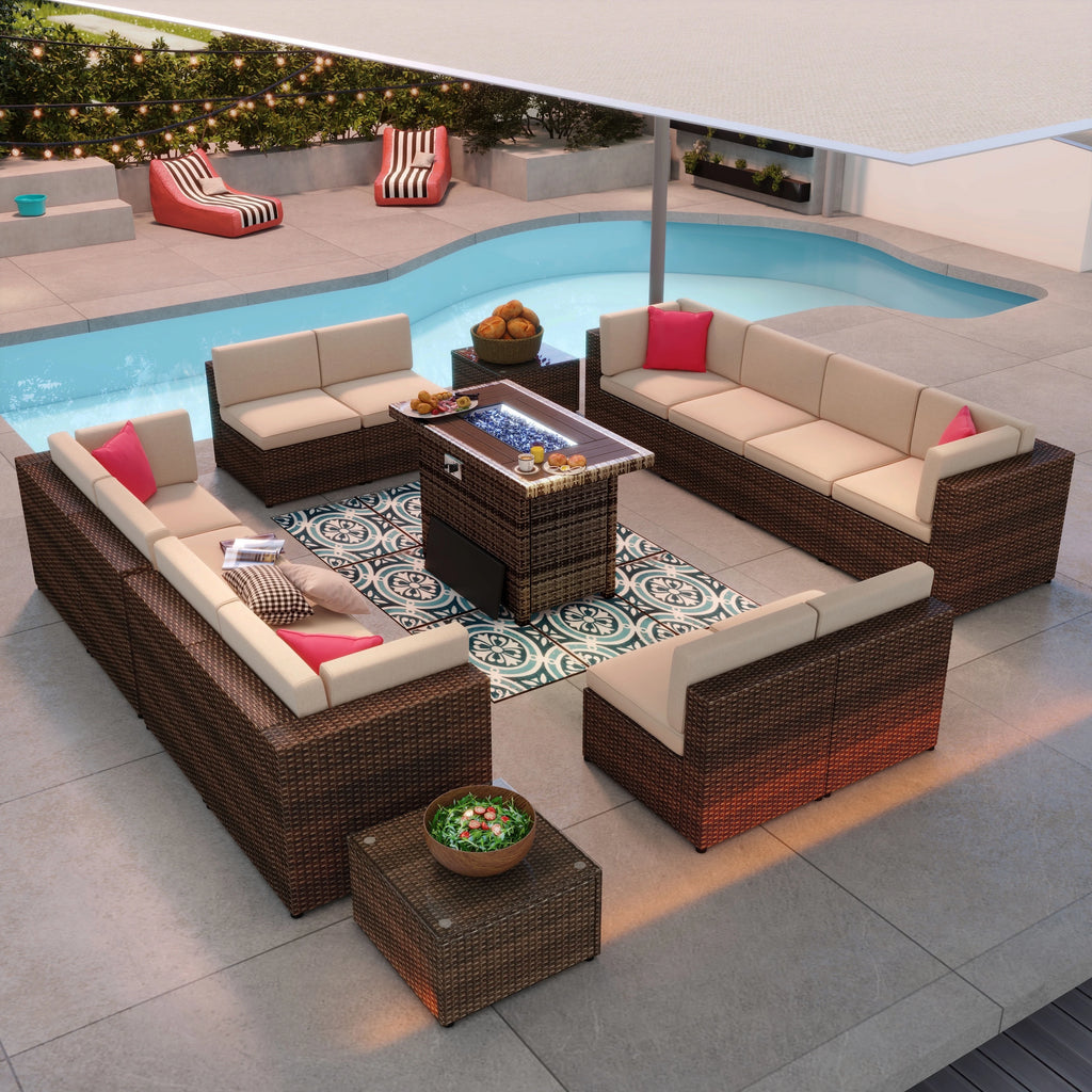 8 Pcs Patio Furniture Set with Fire Pit Table F513