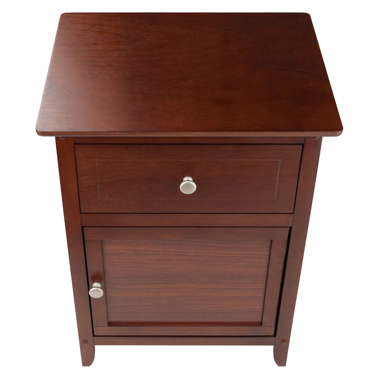 Walnut Wood Accent Table with Drawer and Door Cabinet H5797