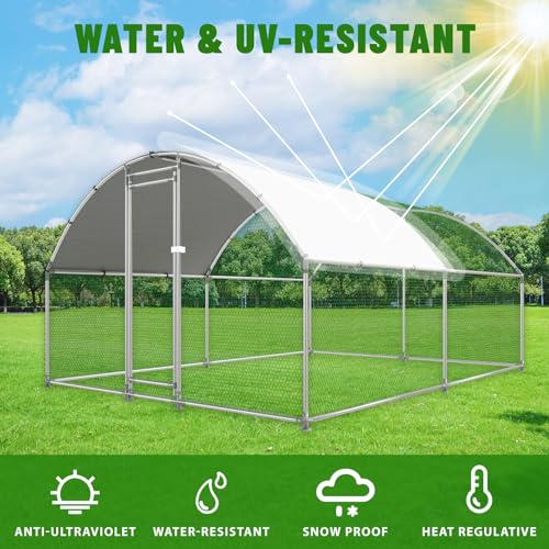 Large Metal Walk-in Chicken Coop with Anti-UV Cover Q867