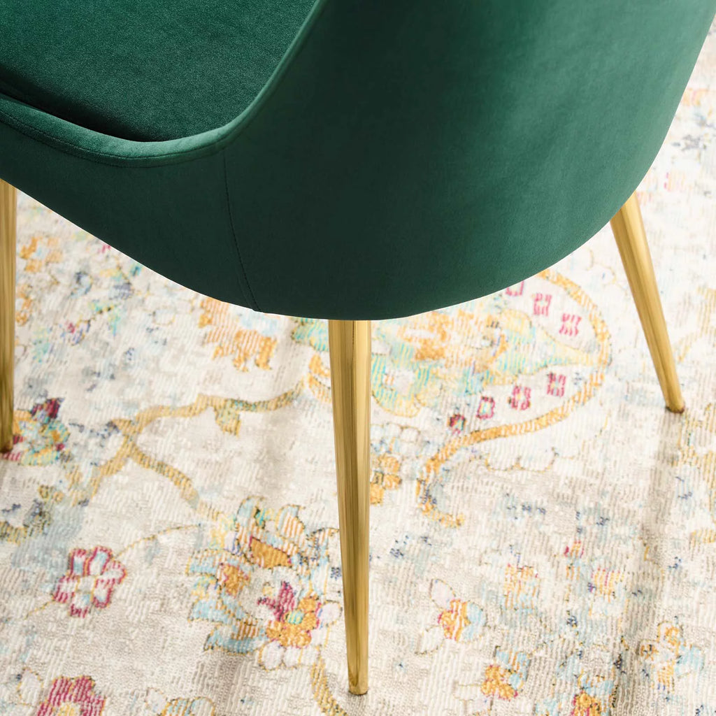 Green Velvet Fabric Metal Steel Dining Chair C188