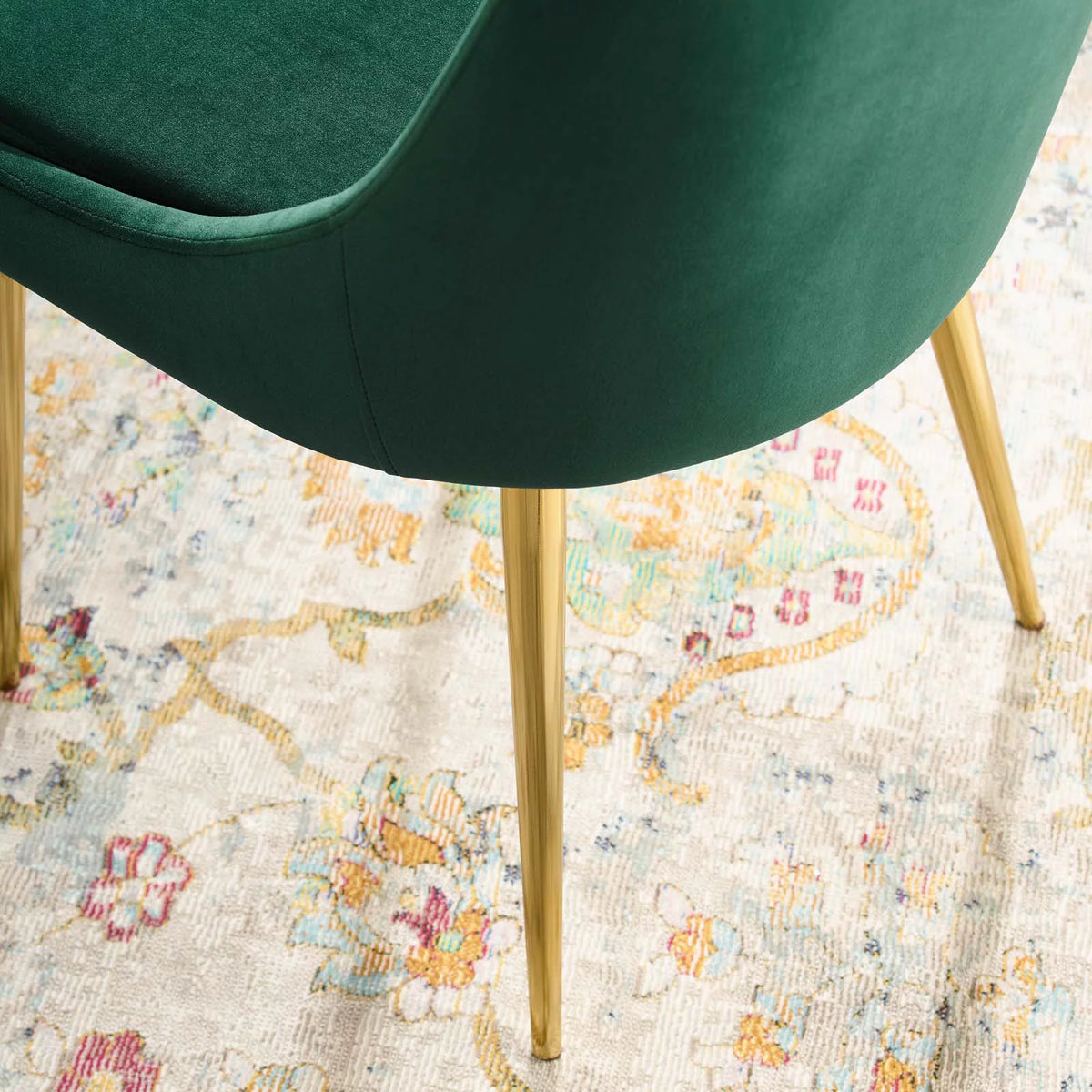 Green Velvet Fabric Metal Steel Dining Chair C188
