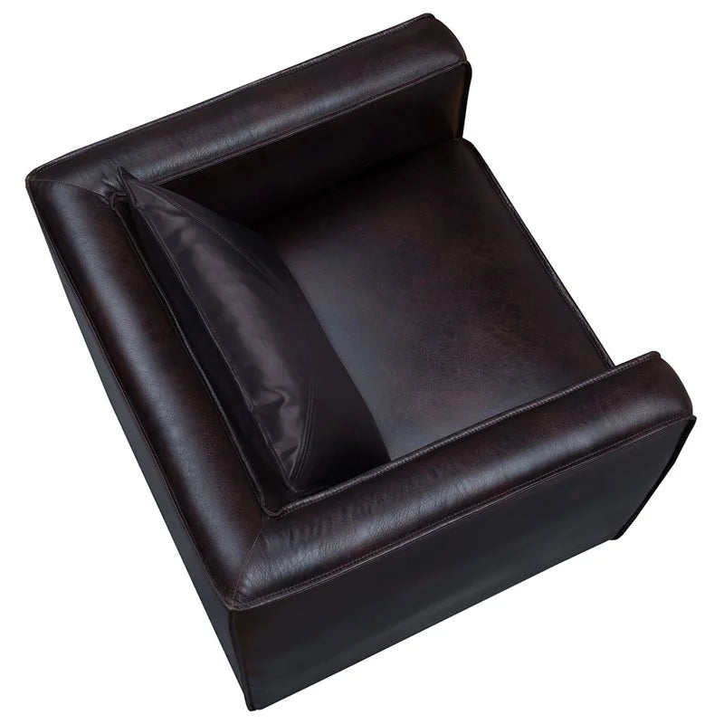 Brown Vinyl Upholstered Accent Chair with Arm Rests F56831