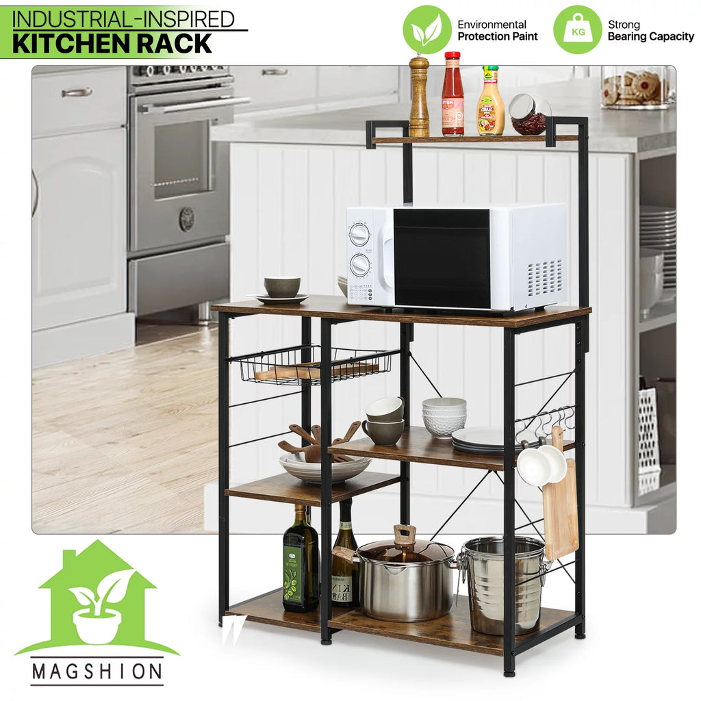 Brown 6 Shelves Kitchen Bakers Rack C5102