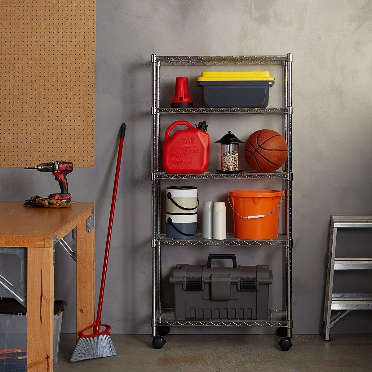 5 Tier Adjustable Rolling Metal Storage Rack O45305