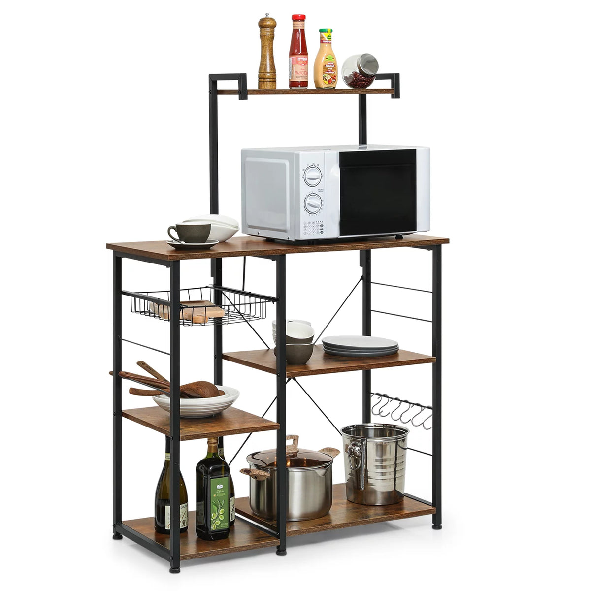 Brown 6 Shelves Kitchen Bakers Rack C5102
