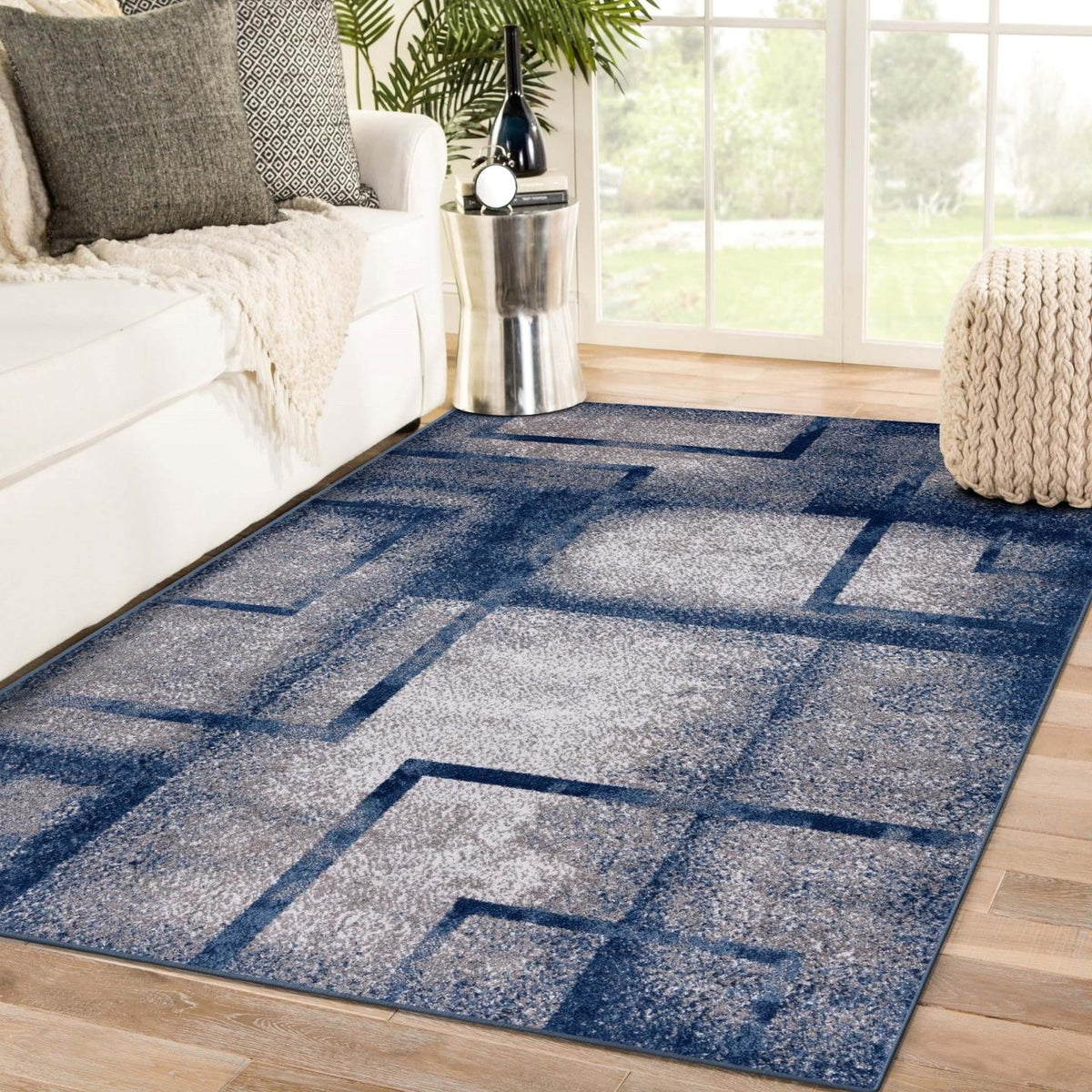 Blue 8x10 Geometric Area Rug S60886